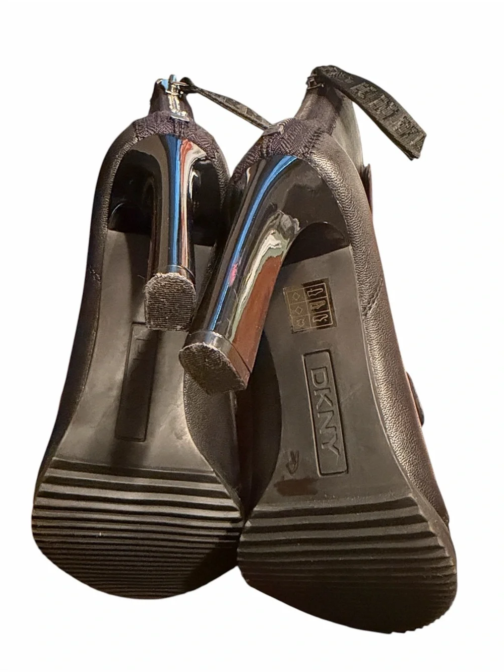 DKNY Black Leather Peep Toe Strappy Booties/Shoes Size 8.5M